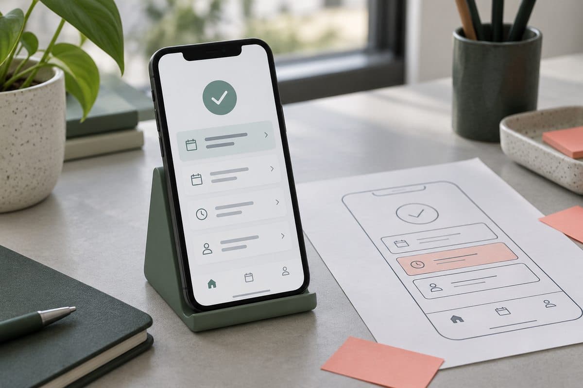 Generated illustration of a customer portal on a phone.